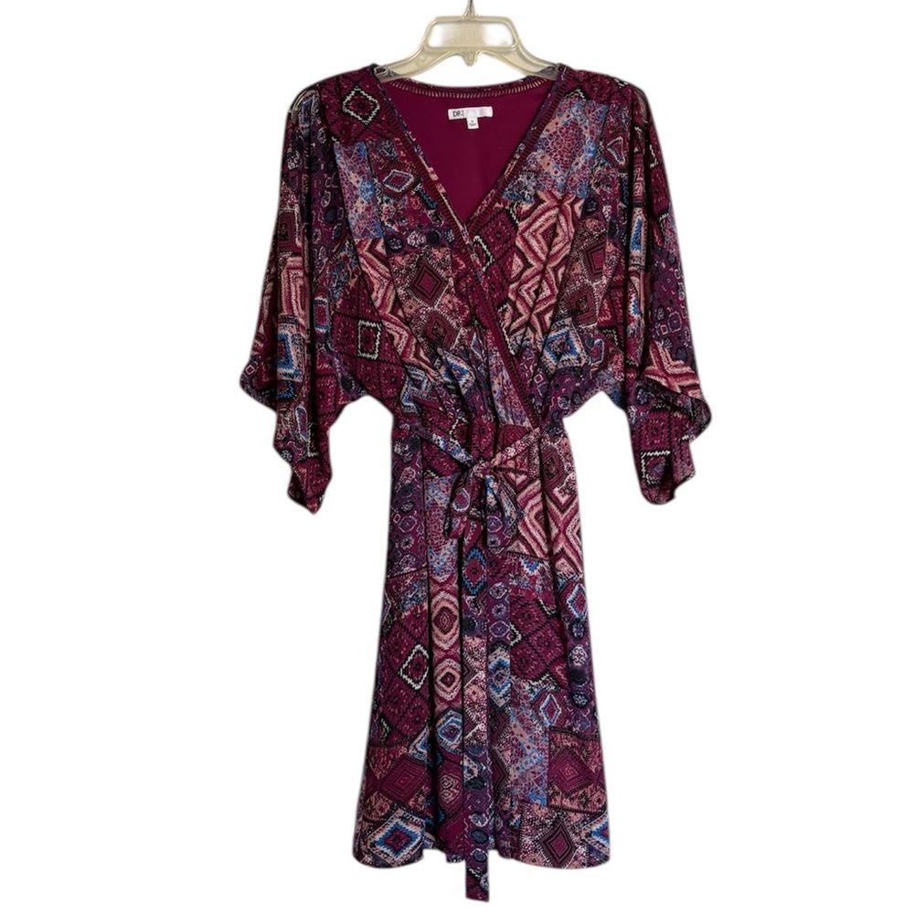 DR2 Tie Waist Kimono Sleeve Mini Dress